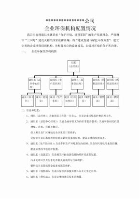 企业环保组织机构配置情况