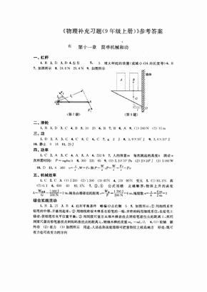 初三物理补充习题答案