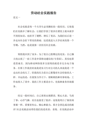 劳动社会实践报告