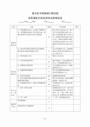 医疗质量督导检查表