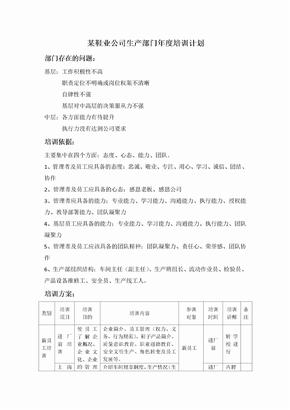 某鞋业公司生产部门年度培训计划
