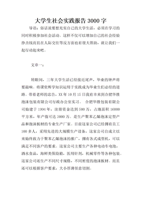 大学生社会实践报告3000字