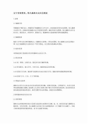 辽宁省处置重、特大火灾事故应急预案