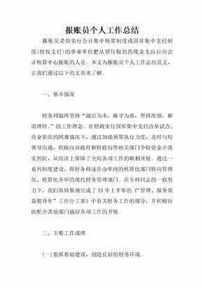 报账员个人工作总结
