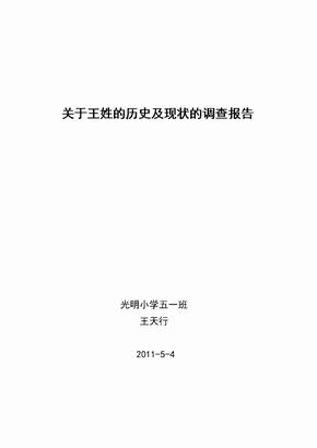 关于王姓的历史及现状的调查报告